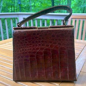 Lesco Brown Alligator Handbag 1950’s